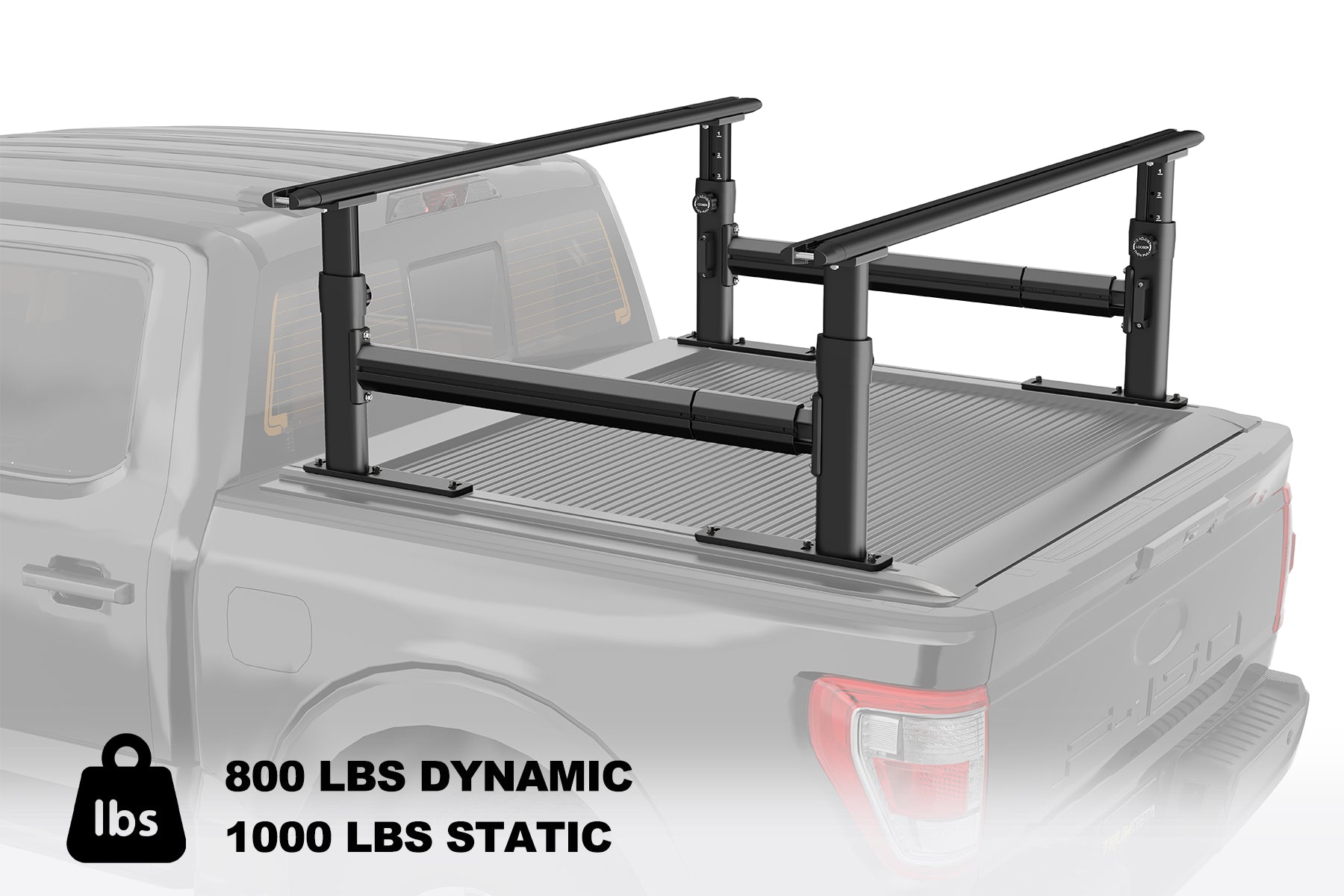 TRUMGETA Truck Bed Rack Fit for F150,Silverado,Ram with Tonneau Cover, 800 LBS.Adjustable Ladder Rack, Heavy-Duty Pickup Rack Extendable Bed Rack with Side Bars