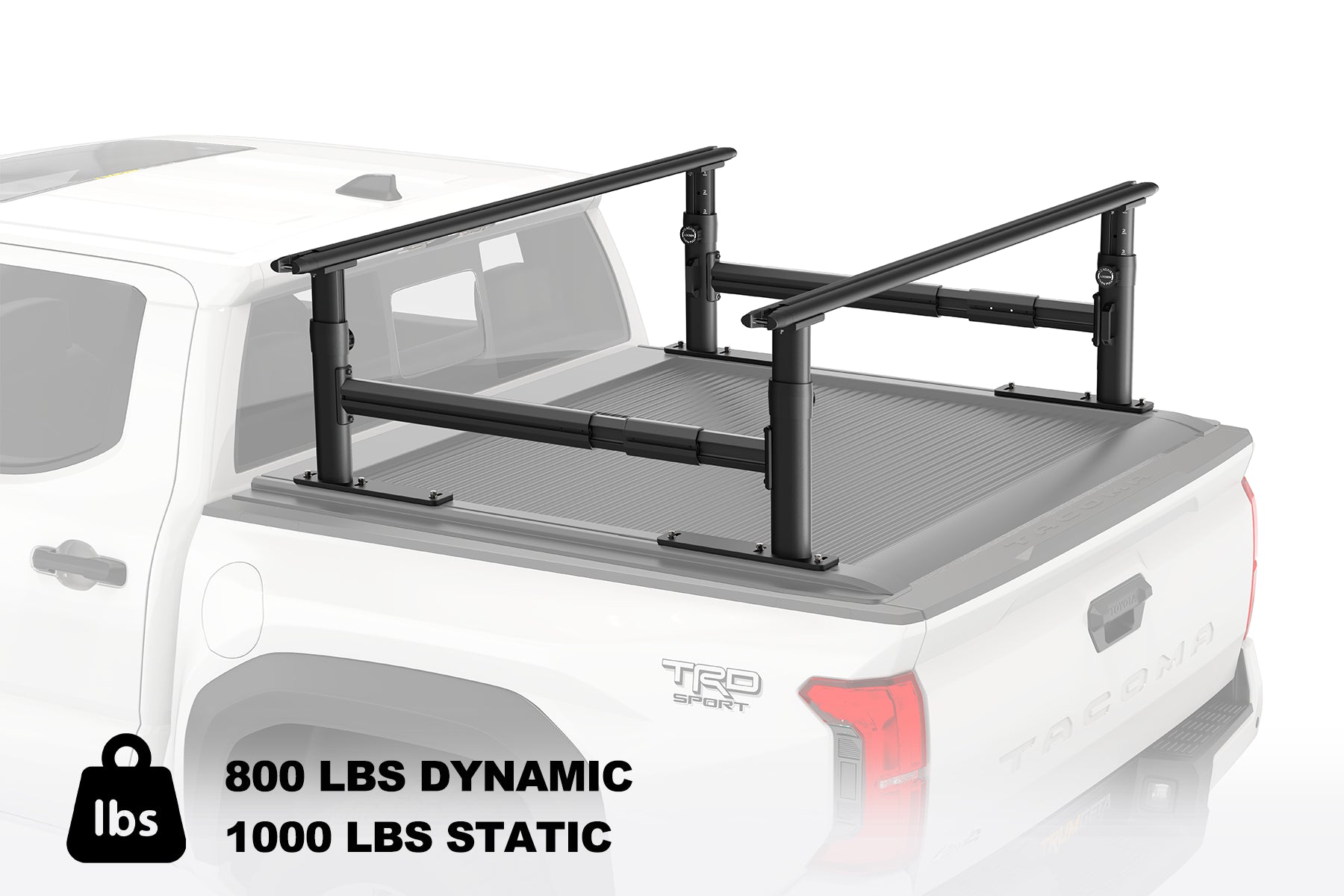 TRUMGETA 600 LBS Adjustable Truck Bed Rack with Side Bars Fit for Tacoma Gladiator Mid Size Pickups with Tonneau Cover w/T-Slot Rails