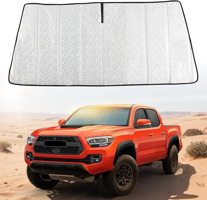 Pigenius Accordion Fold Sun Shade For 2016-2017 Toyota Tacoma - Blocks UV Rays, Reduces Heat