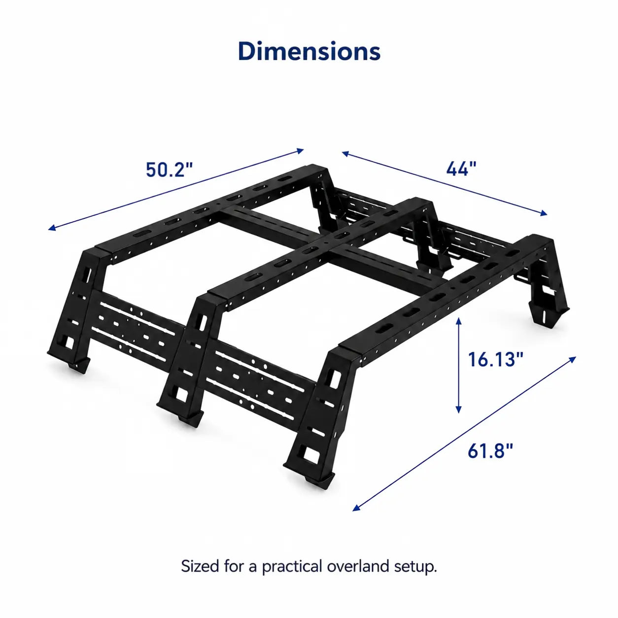 TRUMGETA Overland Bed Rack Fit for 2005-2024 Toyota Tacoma, Overland Tent Rack with T-Slot System