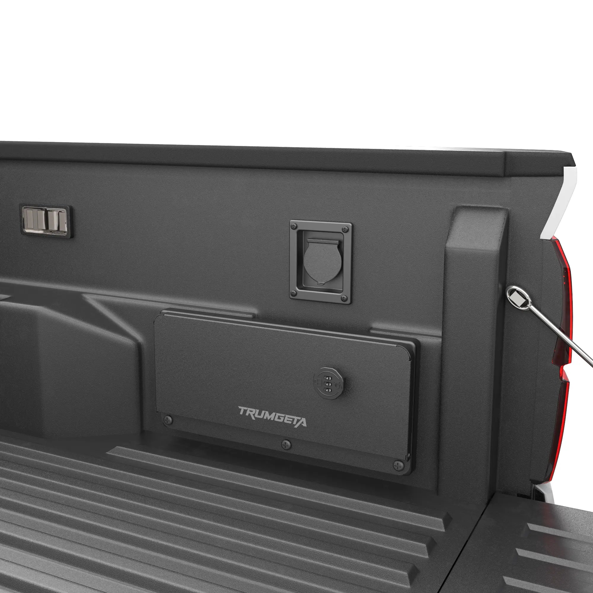 TRUMGETA Bed Storage Solution for 2024-2026 Toyota Tacoma, Slide Out Cargo Tray with Keyless Security Lockbox