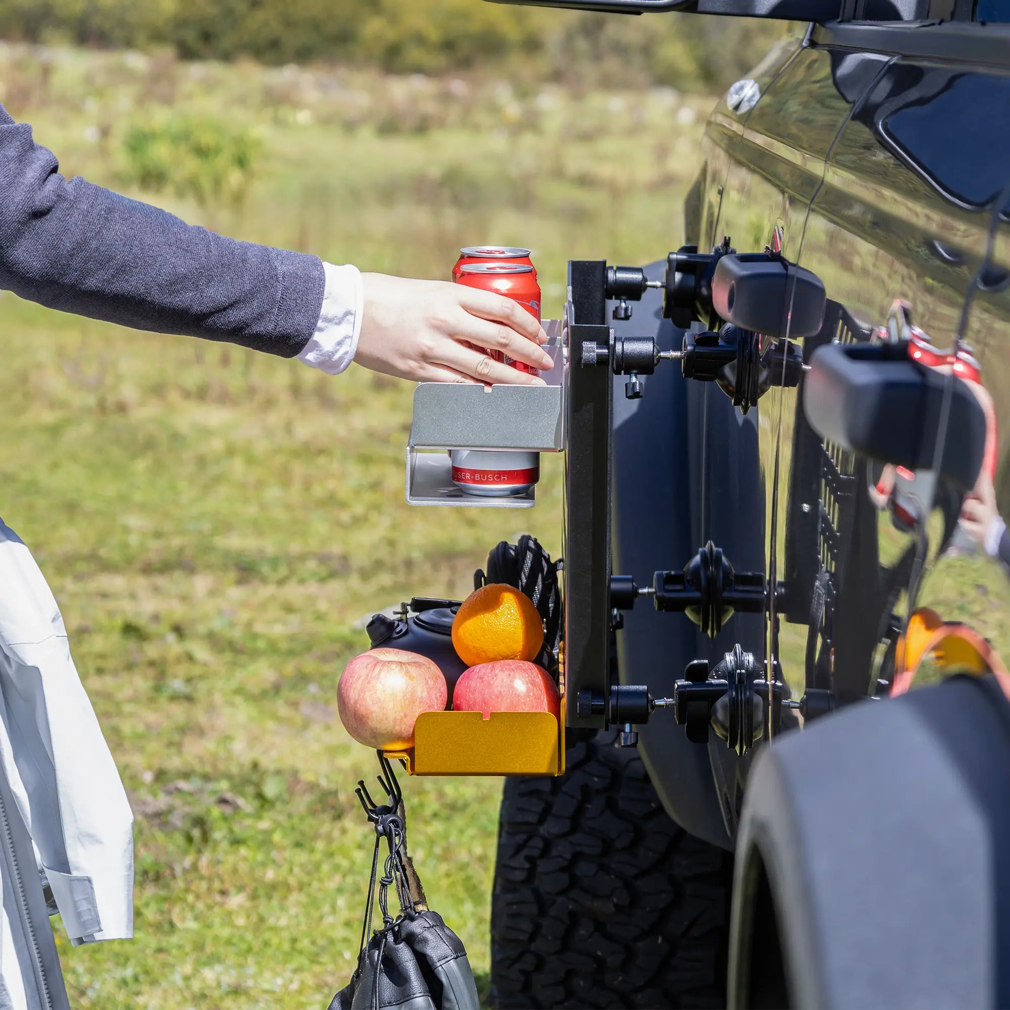 Magnetic Vehicle Side Tray System with MOLLE Panel for Pickup Camping, Outdoor Cooking and Jobsite Organization-3