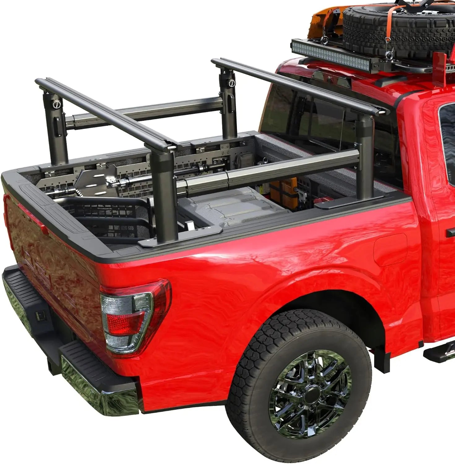Universal Adjustable Truck Bed Rack for Full Size Trucks 600 LBS with Side Bars-1
