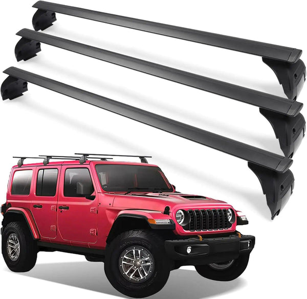 TRUMGETA 3PCS Roof Rack Cross Bars for 2005 - 2023 Jeep Wrangler JK JL & Gladiator JT - Your Adventure Enabler