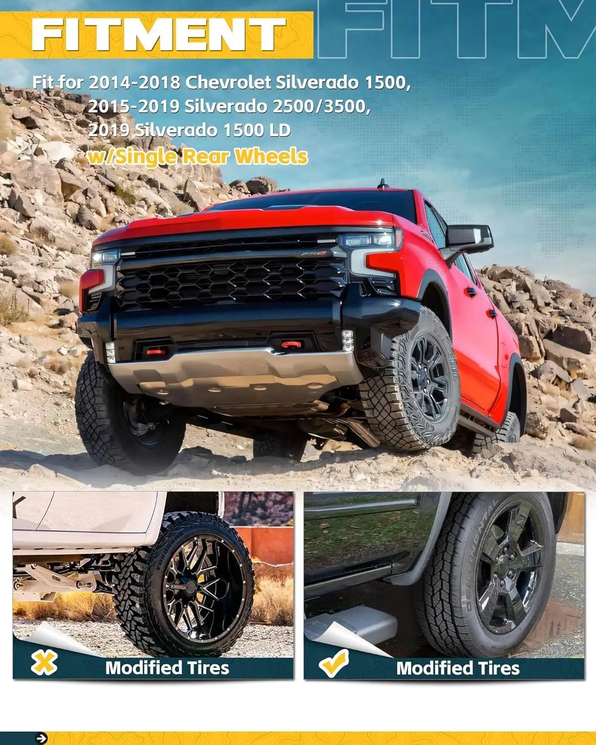 4PCS Adjustable Truck Mud Flaps for Chevrolet Silverado w/Single Rear Wheels-2