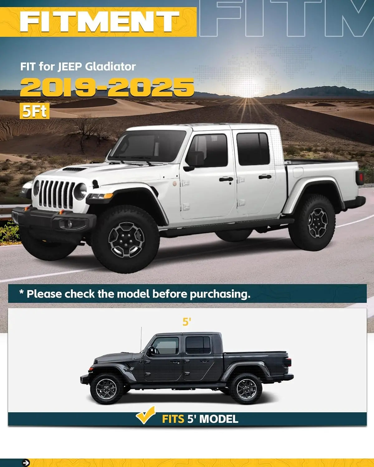 Front Bed MOLLE Panel for 5 Feet Jeep Gladiator 2019-2025 Truck Storage Organizer System-1