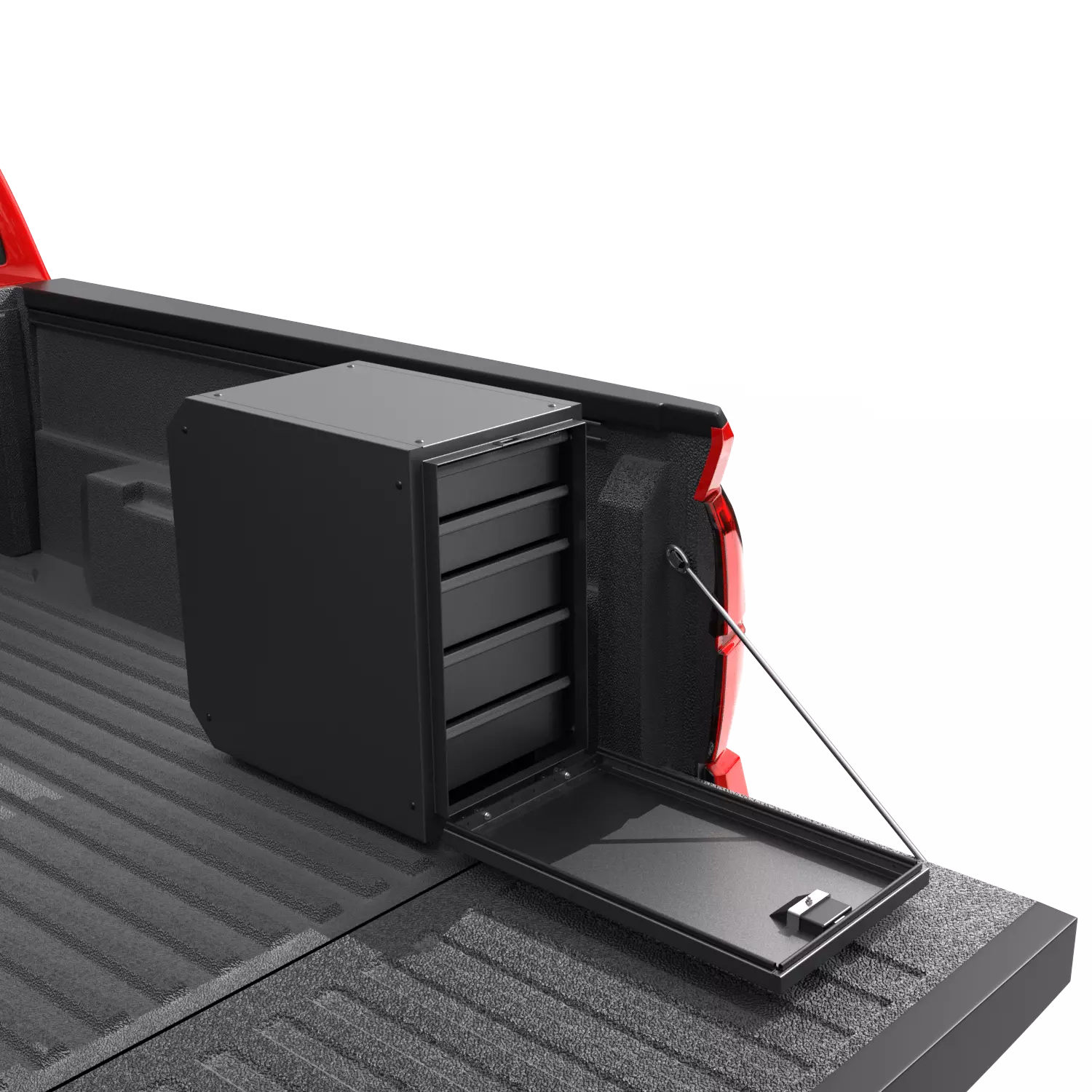 Lockable Truck Bed Tool Box Fit for Toyota Tacoma 2024 2025 Wheel Well Tool Box With Drawers-11