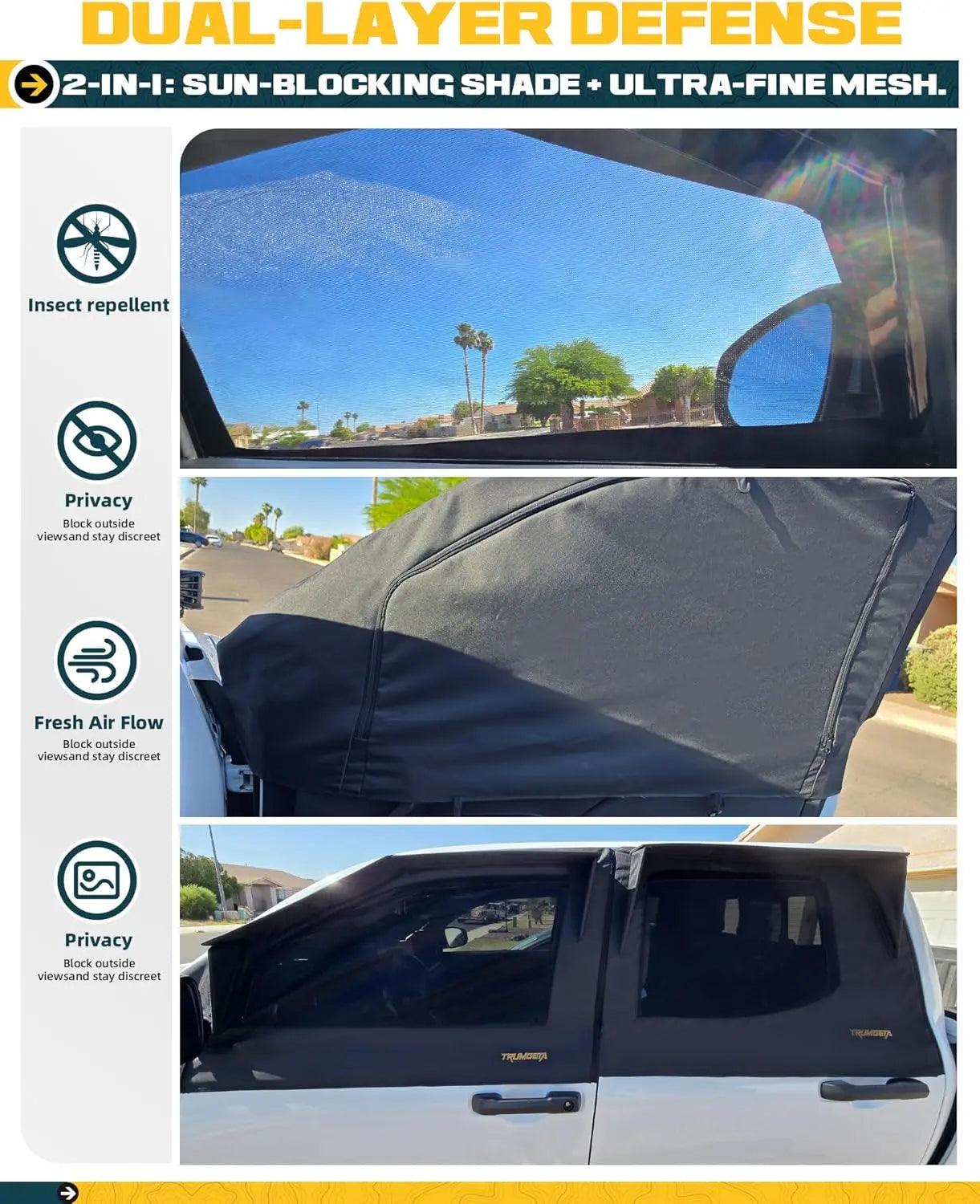 4-in-1 Sunshade Window Covers for Toyota Tacoma 2024 2025 - TRUMGETA