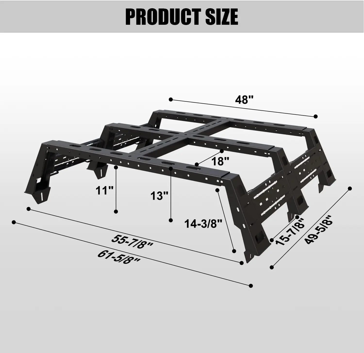 High Overland Truck Bed Rack Tent Rack Fit for Jeep Gladiator JT 2020-2023-3