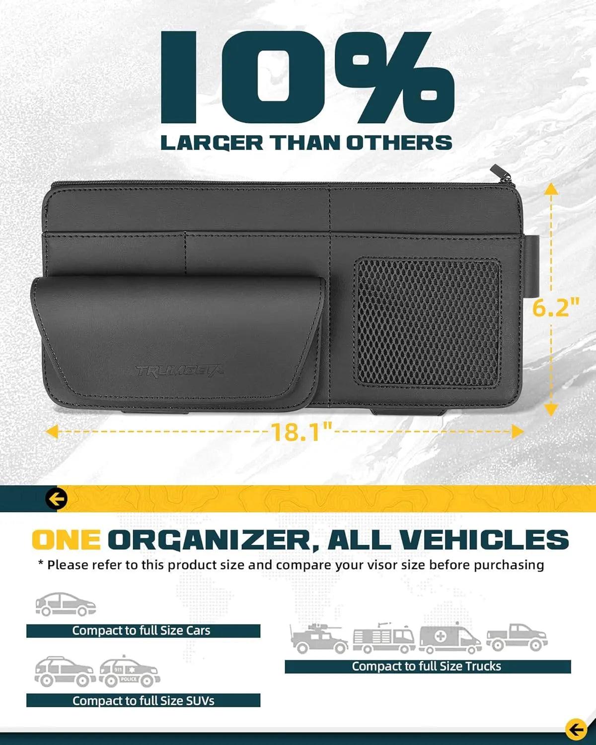 Leather Sun Visor Organizer for Trucks, SUVs & Cars-2