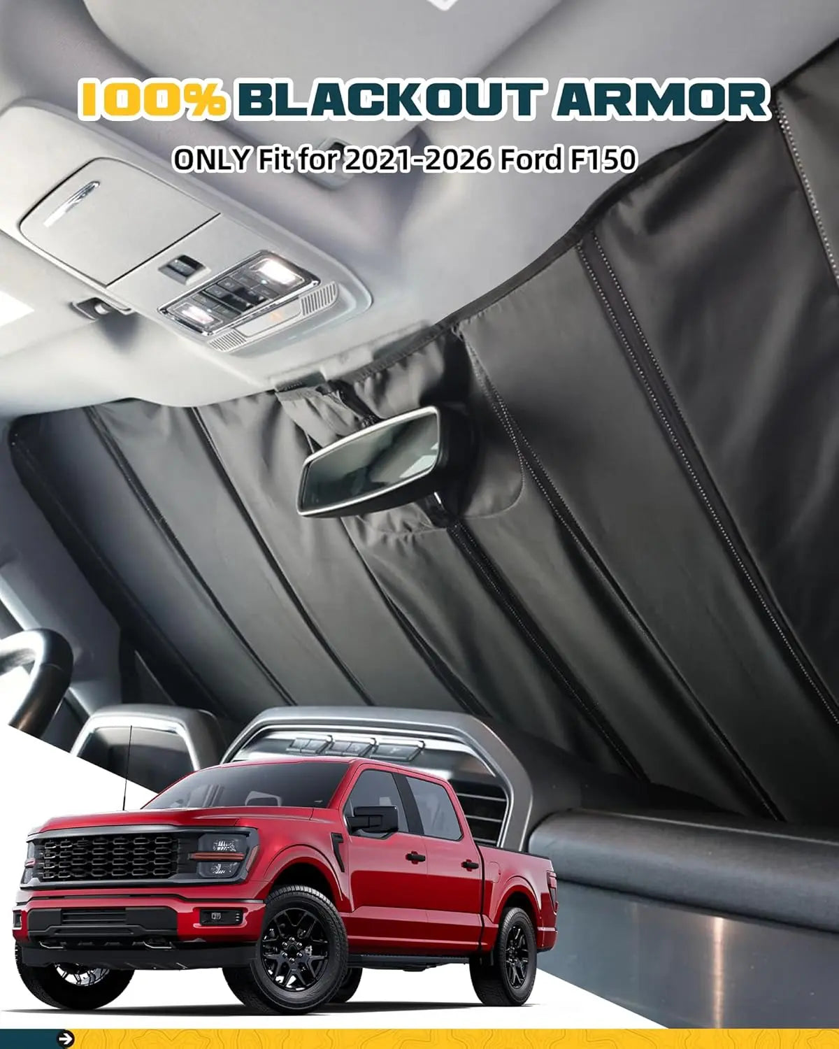 TRUMGETA Windshield Sun Shade for Ford F-150 2021-2025 Front Window Sunscreen Sunshade
