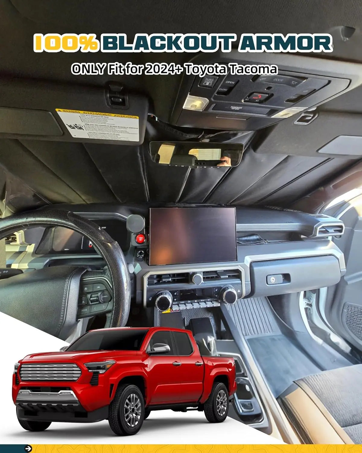 Windshield Sun Shade Fit for Toyota Tacoma 2024 2025 2026 Front Window Sunscreen Sunshade 4th Gen Tacoma Accessories-2