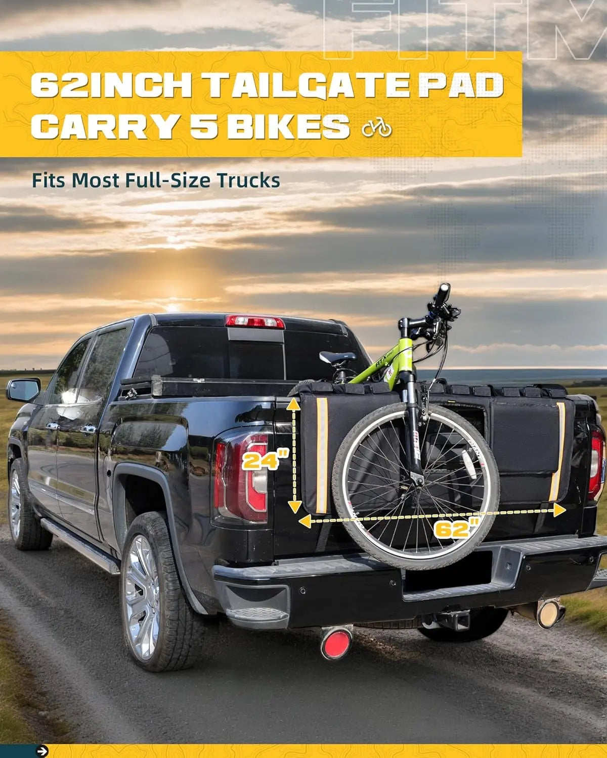 62" Heavy-Duty Truck Tailgate Bike Pad for Mountain Bikes, BMX, Ebikes & More - TRUMGETA
