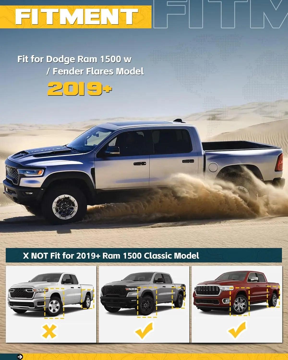 4PCS Upgraded Truck Mud Flaps for 2019-2025 Ram 1500 w/Fender Flares Model-2