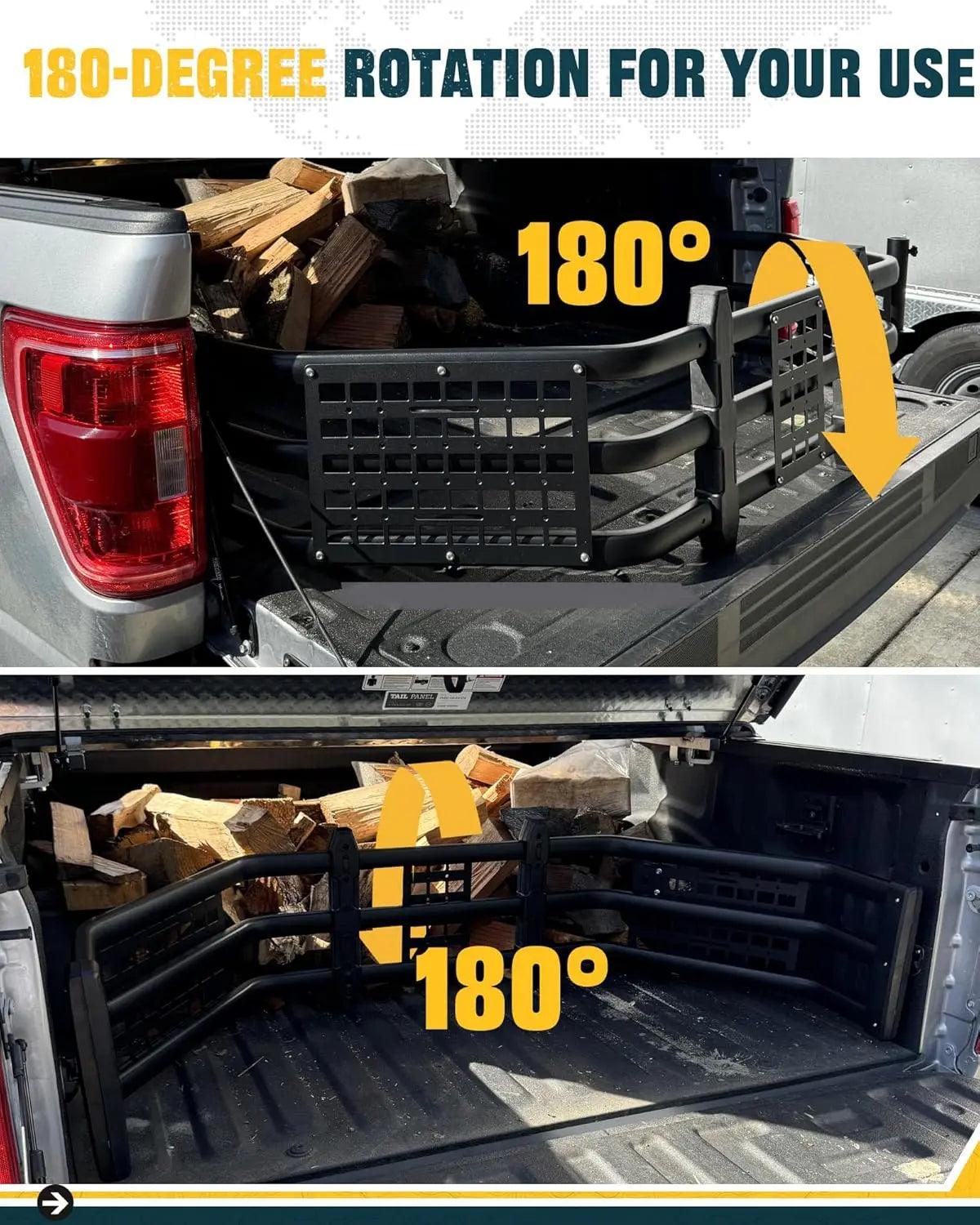 Truck Bed Extender for Ford F150 2015-2025 with Molle Panel and Flag Pole Mount-3