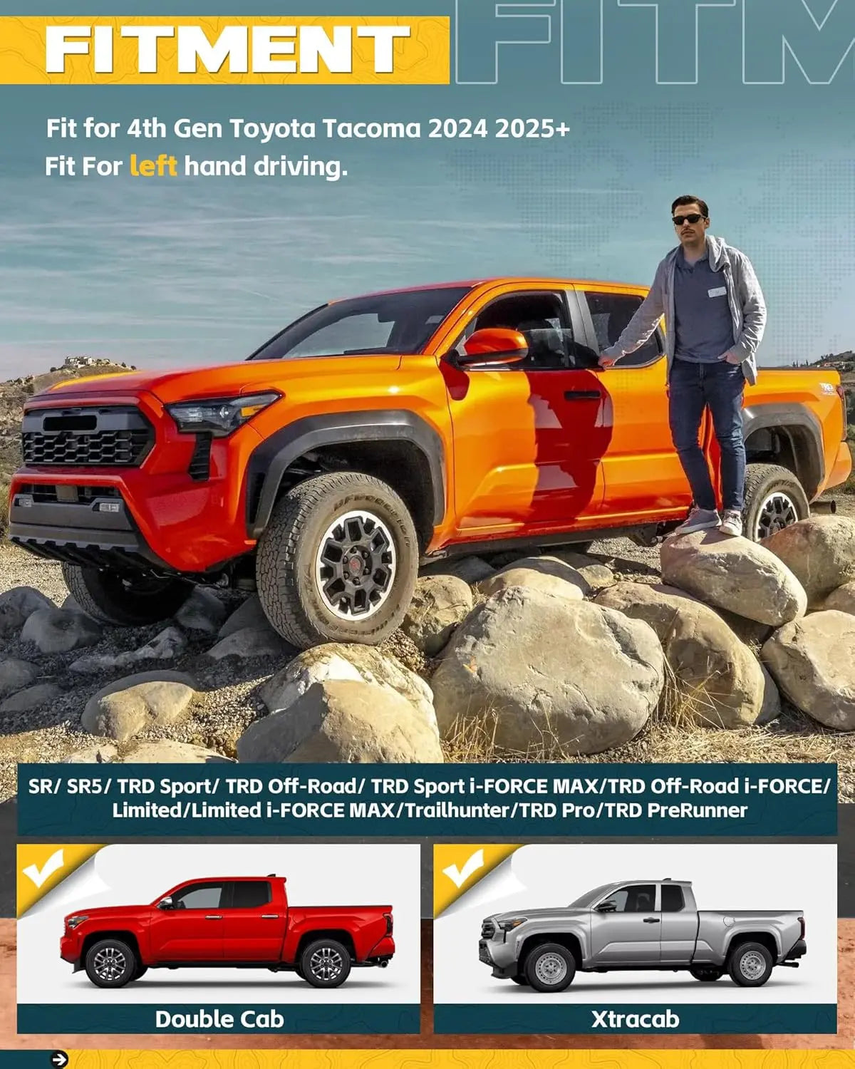 Dashboard Cover Mat Fit for 2024 2025 2026 Tacoma Accessories Dash Cover Upgrade Suede Non-Slip Dash Mat Sunshade Glare UV Rays Protector-3