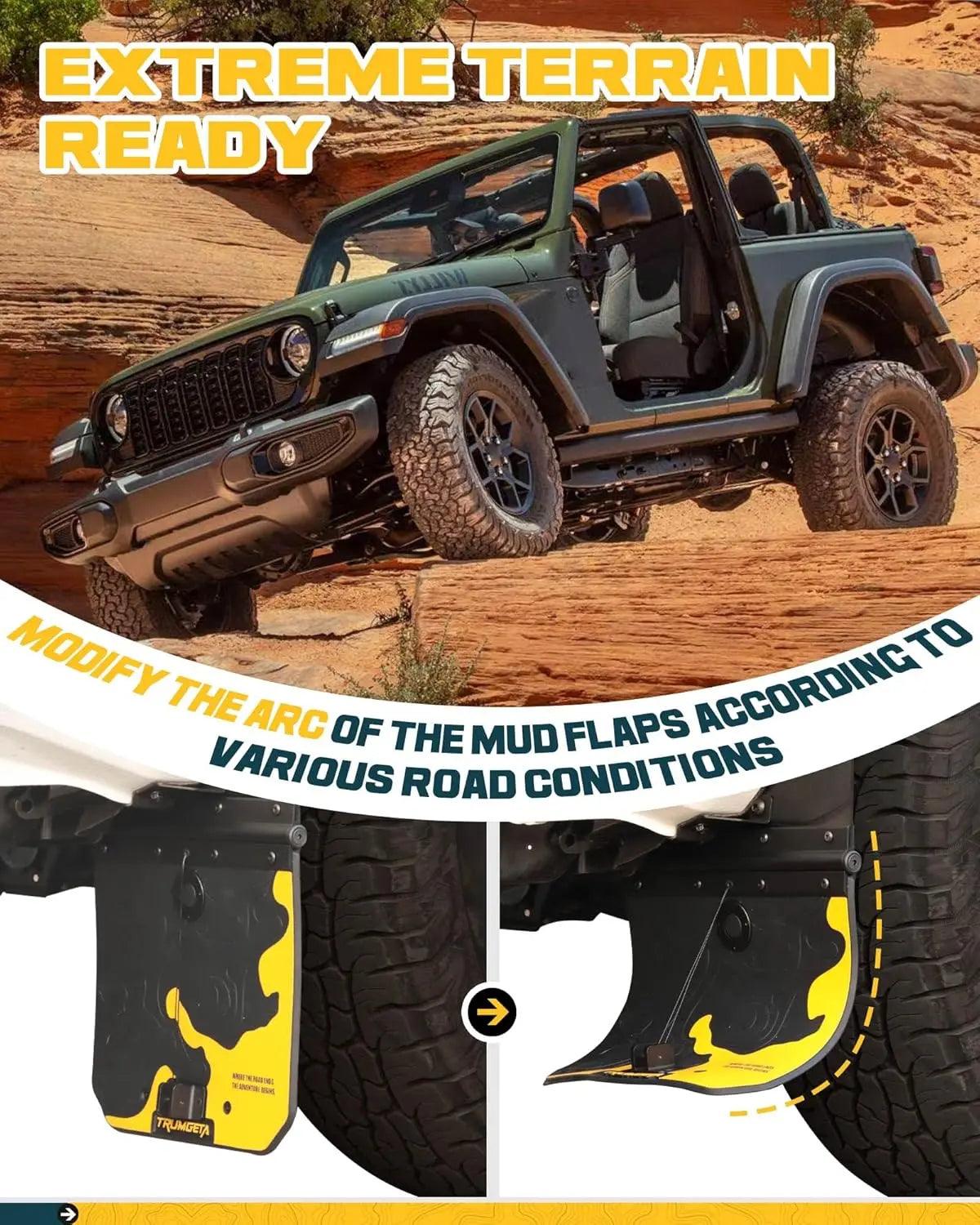 4PCS Adjustable Truck Mud Flaps for 2018-2025 Jeep Wrangler JL-3