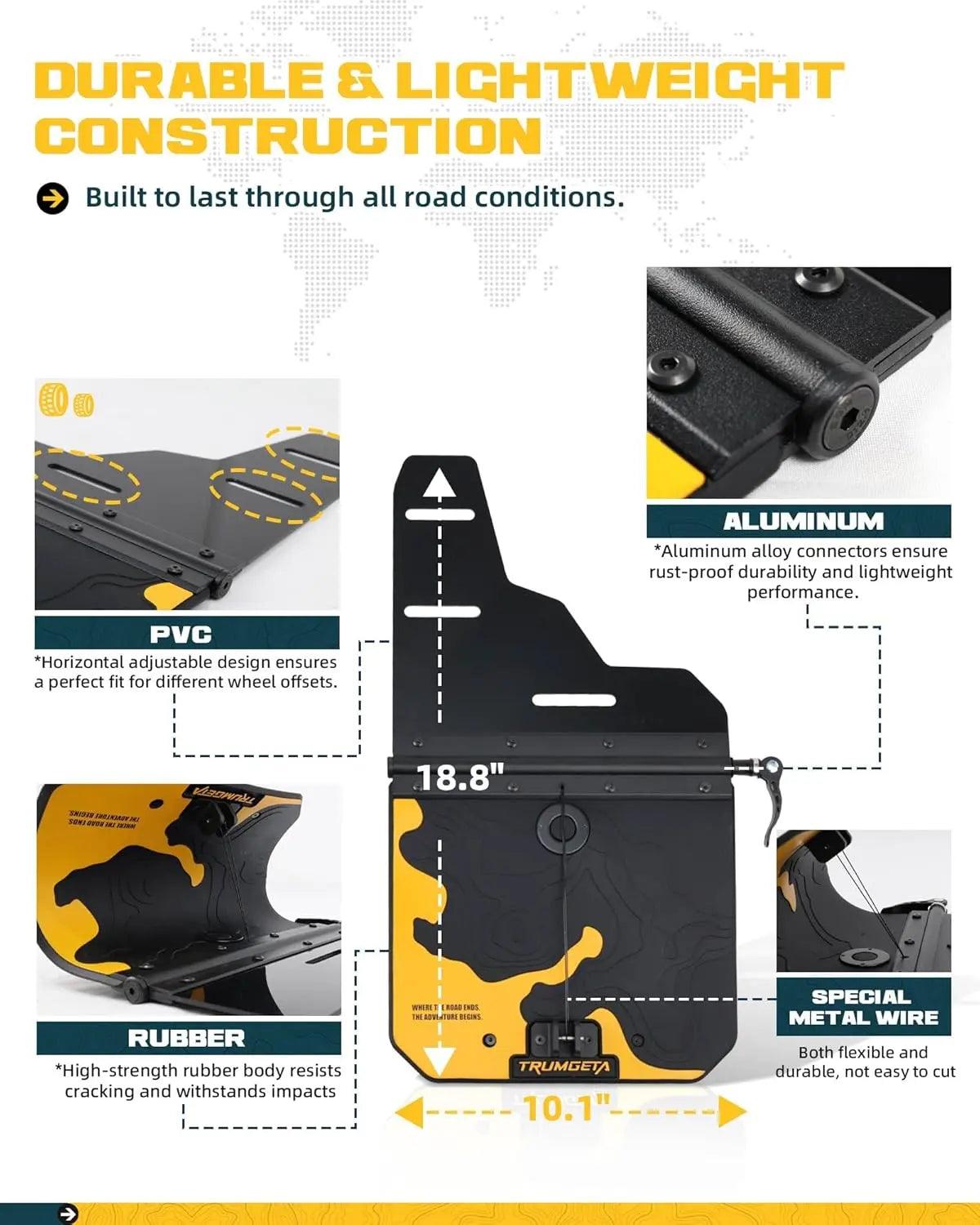 4PCS Adjustable Truck Mud Flaps for Chevrolet Silverado w/Single Rear Wheels-3