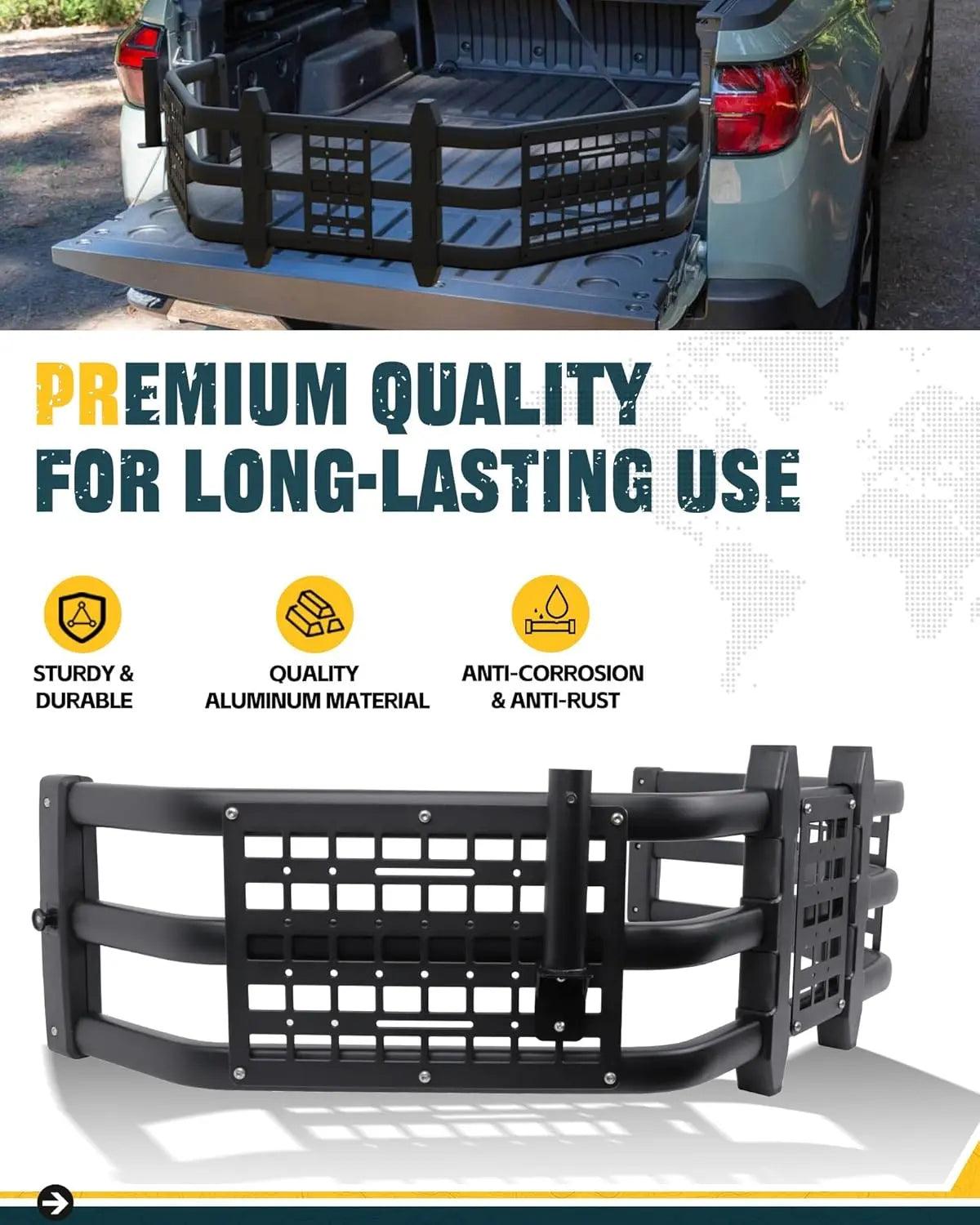 Truck Bed Extender for Ford Ranger 2011-2025 with Molle Panel and Flag Bracket-3