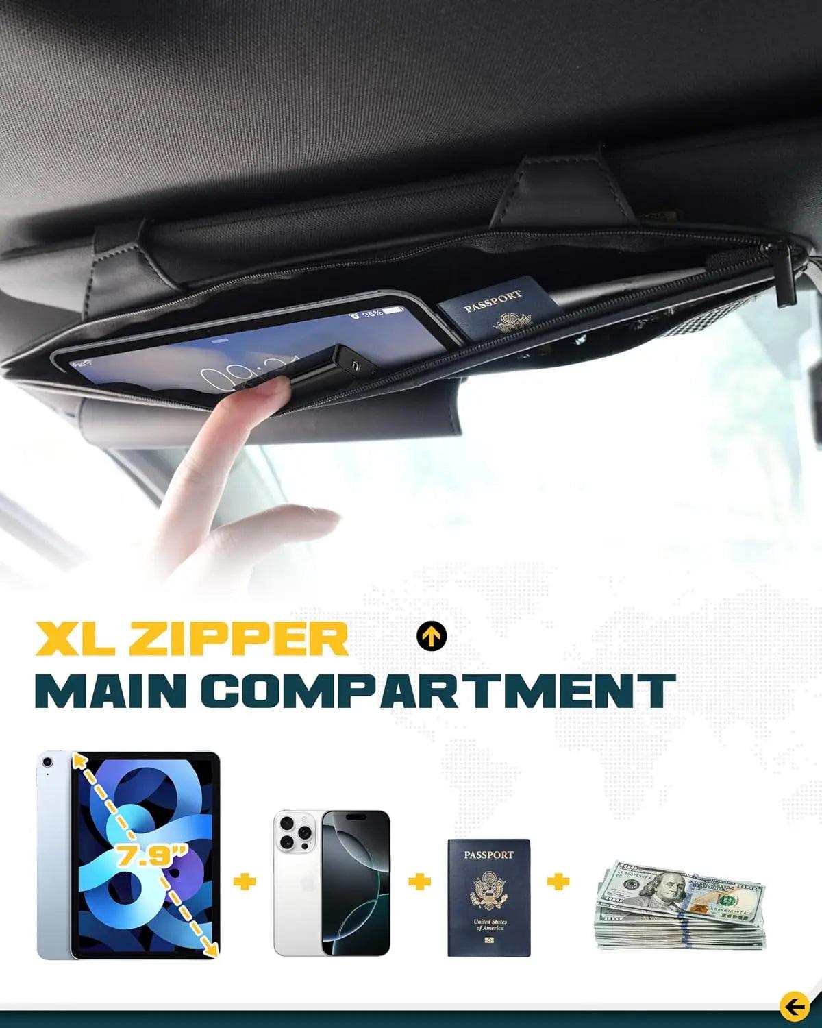Leather Sun Visor Organizer for Trucks, SUVs & Cars-3