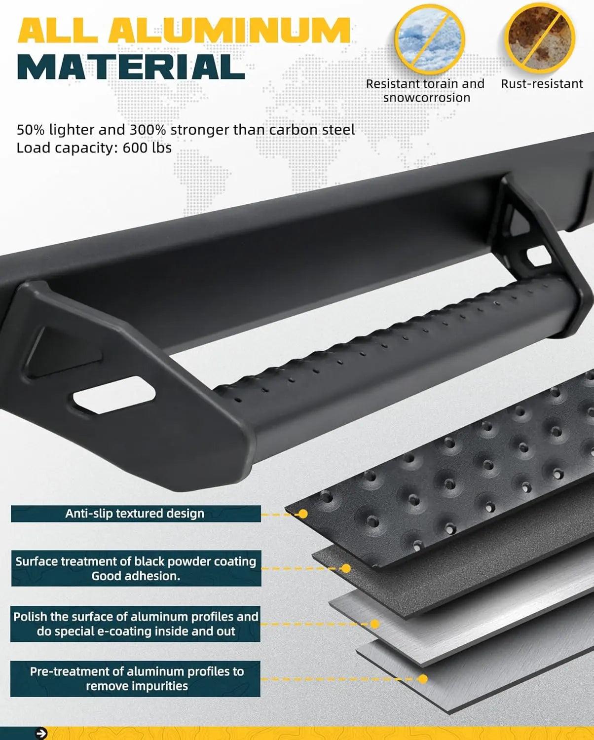 600 lbs Drop Down Running Boards for 2024 2025 Toyota Tacoma Double Cab & Hybrid-3