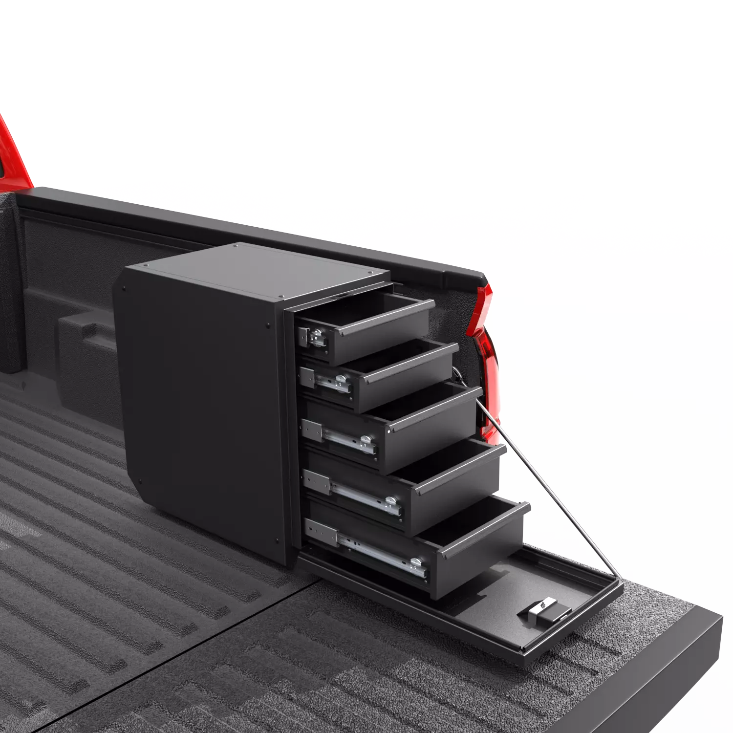 Lockable Truck Bed Tool Box Fit for Toyota Tacoma 2024 2025 Wheel Well Tool Box With Drawers-12