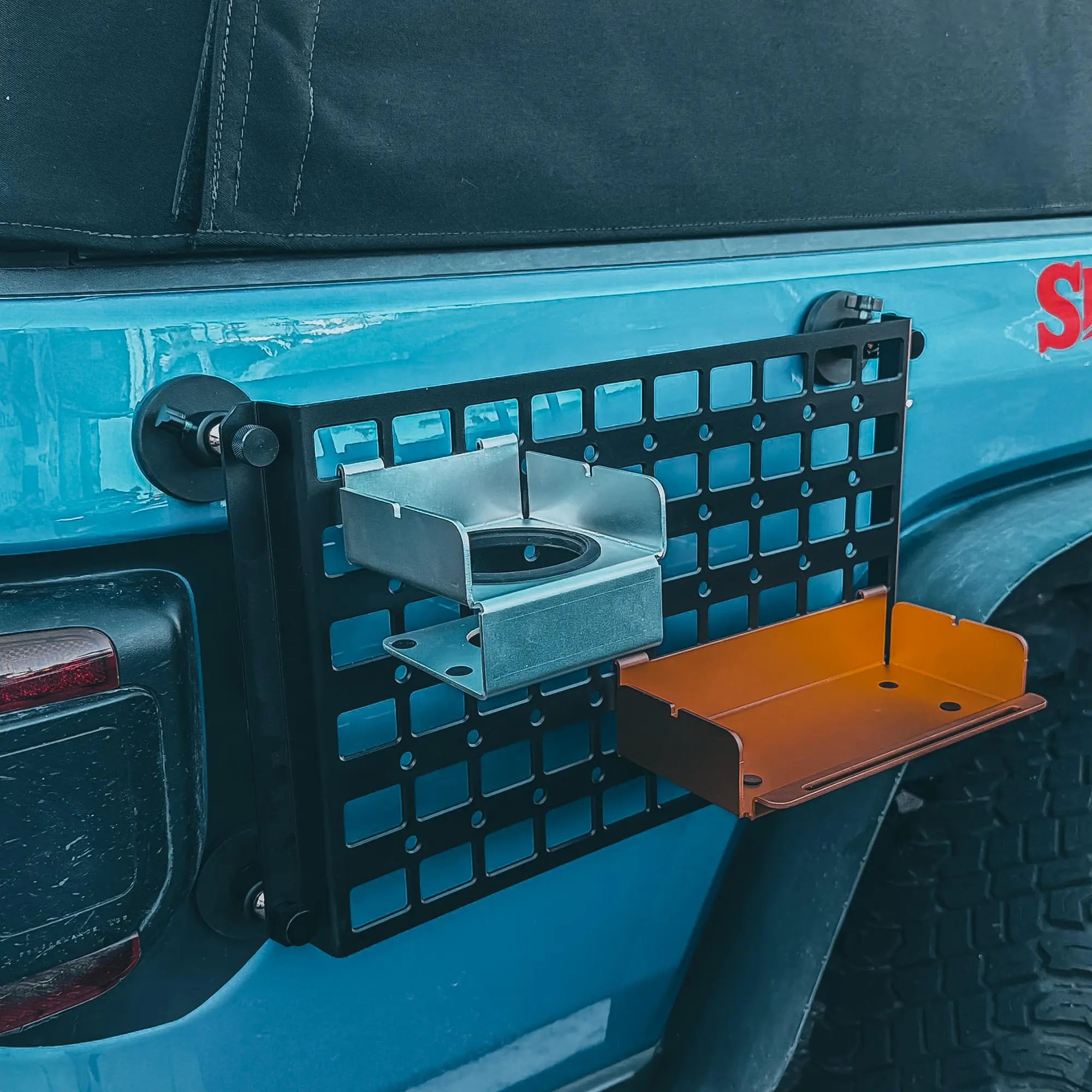 Magnetic Vehicle Side Tray System with MOLLE Panel for Pickup Camping, Outdoor Cooking and Jobsite Organization-11