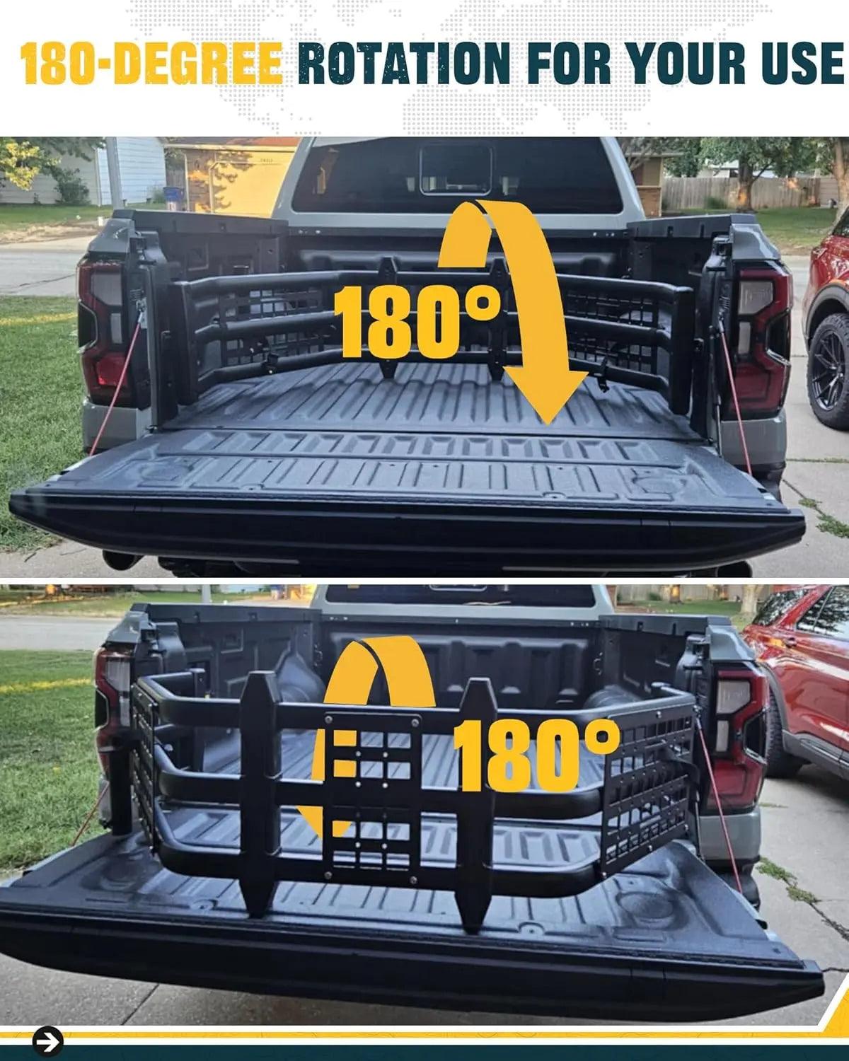 Truck Bed Extender for Ford Ranger 2011-2025 with Molle Panel and Flag Bracket-4