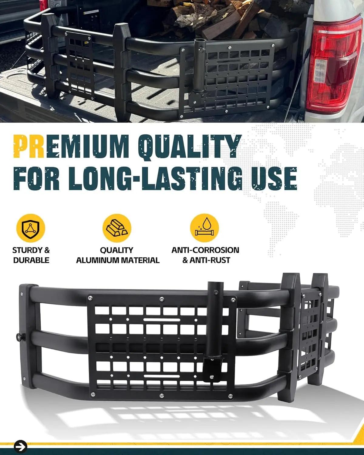 Truck Bed Extender for Ford F150 2015-2025 with Molle Panel and Flag Pole Mount-4