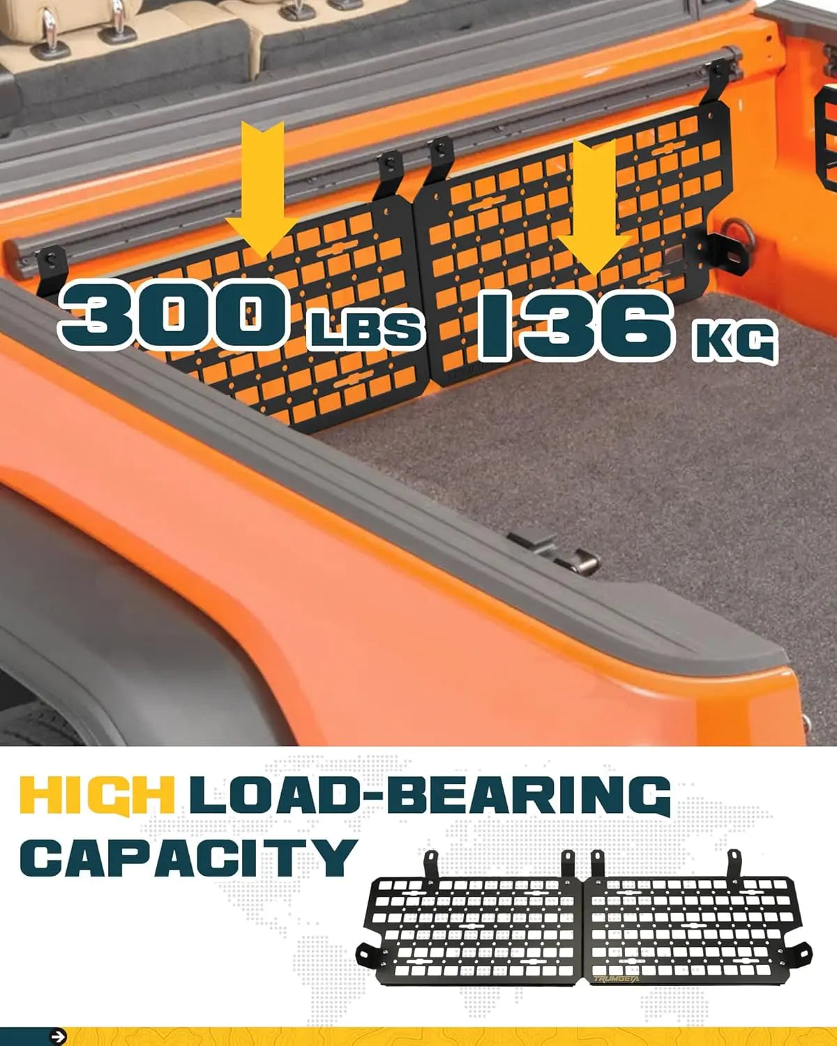 Front Bed MOLLE Panel for 5 Feet Jeep Gladiator 2019-2025 Truck Storage Organizer System-5