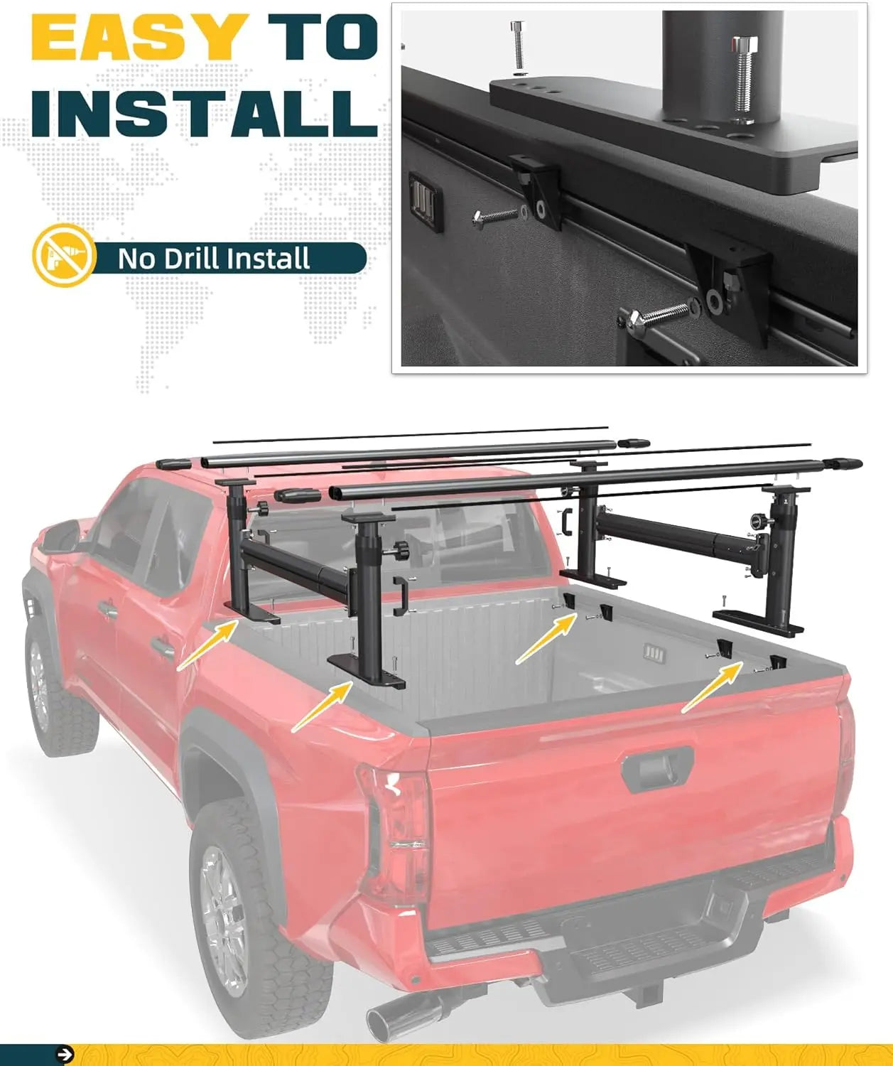 Adjustable Truck Bed Rack with Side Bars for Toyota Tacoma & Jeep Gladiator | Overland Cargo & Gear Mount-7