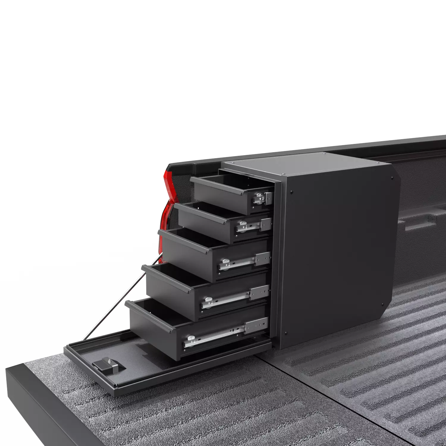 Lockable Truck Bed Tool Box Fit for Toyota Tacoma 2024 2025 Wheel Well Tool Box With Drawers-13