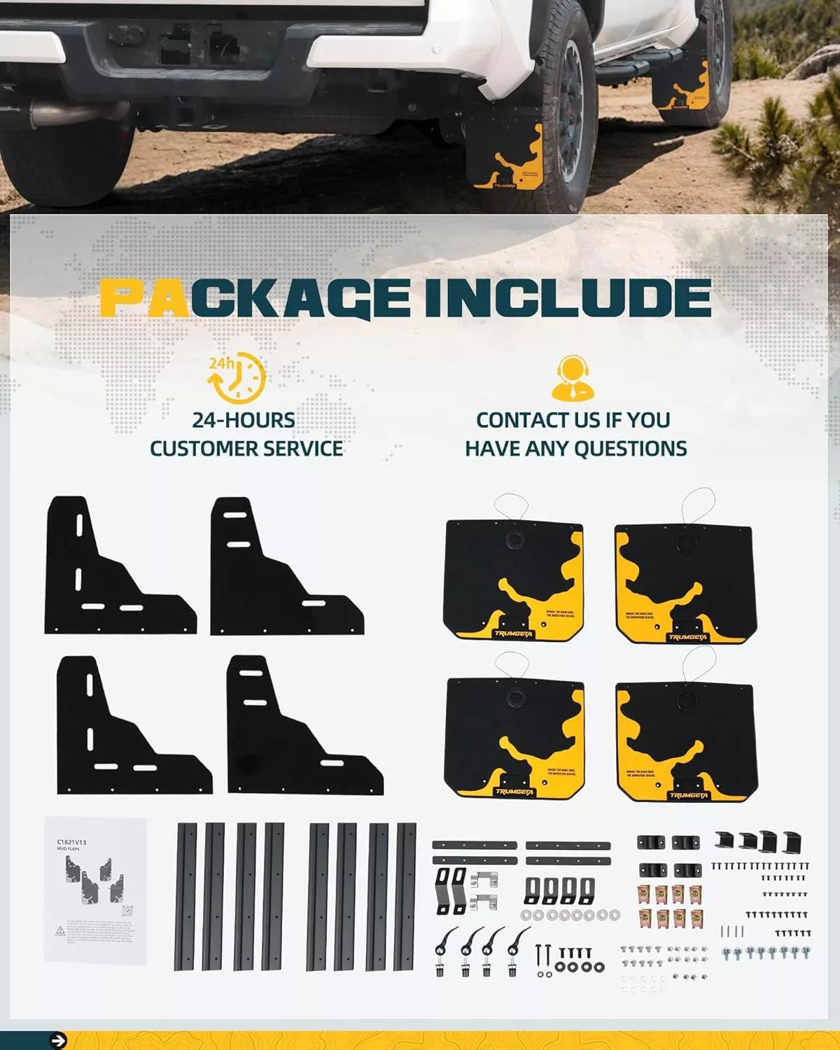 4PCS Upgraded Adjustable Truck Mud Flaps Fit -5