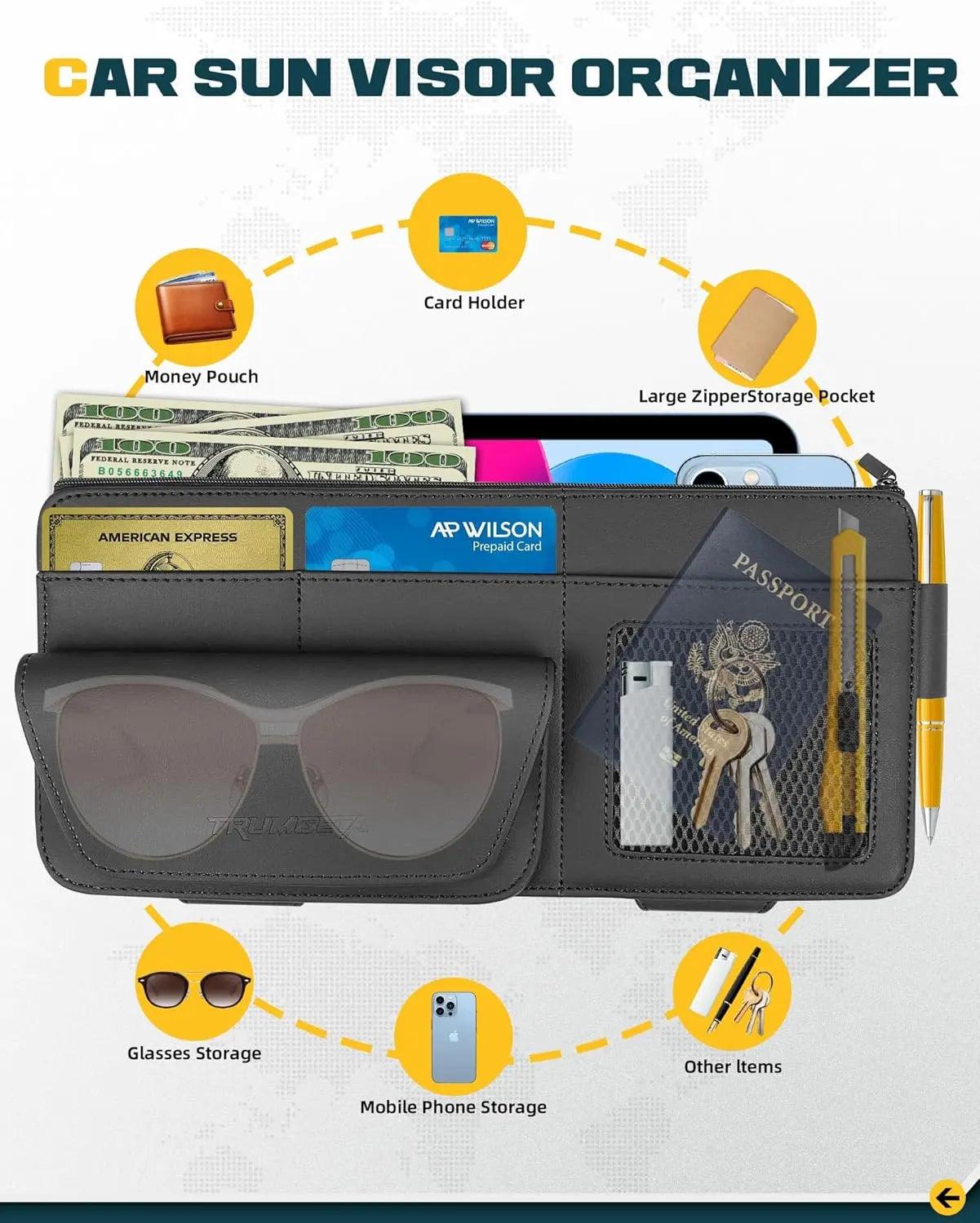 Leather Sun Visor Organizer for Trucks, SUVs & Cars-5