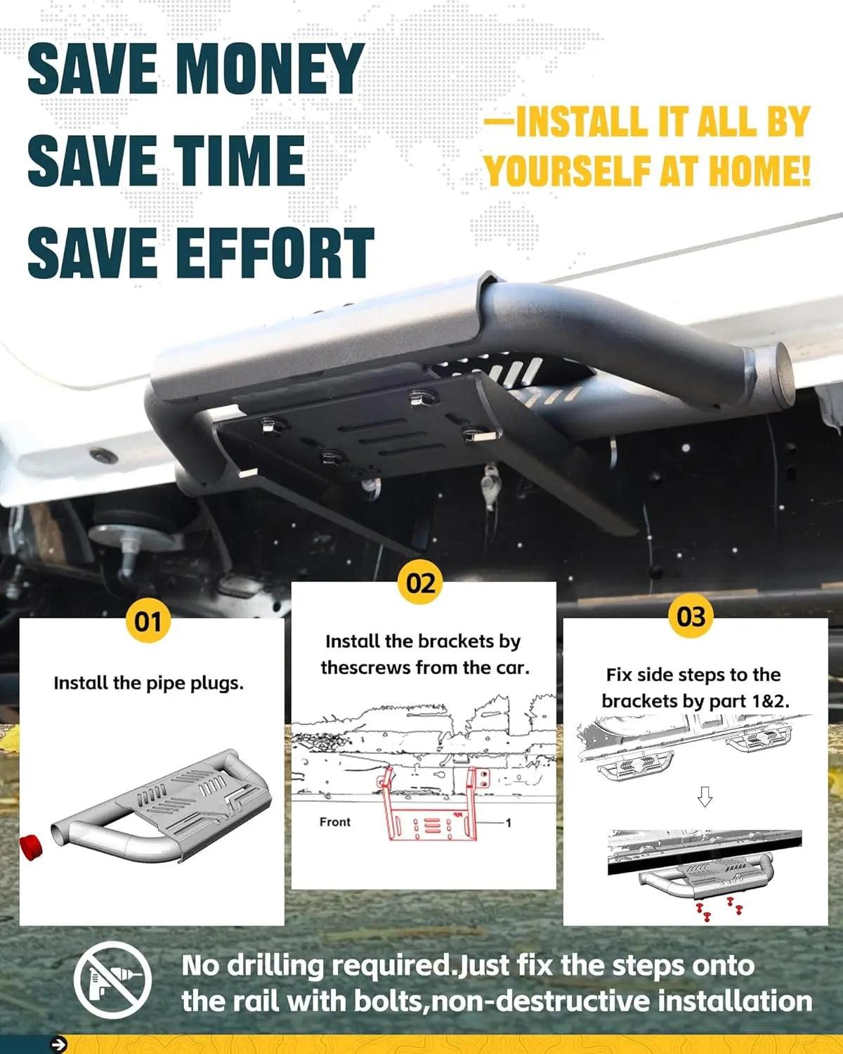 2PCS EZ Side Steps for 2024 2025 Toyota Tacoma Double Cab/Xtra Cab-5