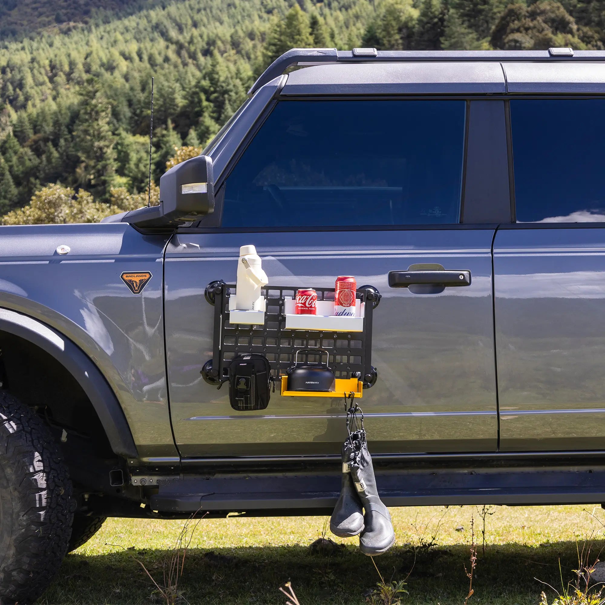 Magnetic Vehicle Side Tray System with MOLLE Panel for Pickup Camping, Outdoor Cooking and Jobsite Organization-7