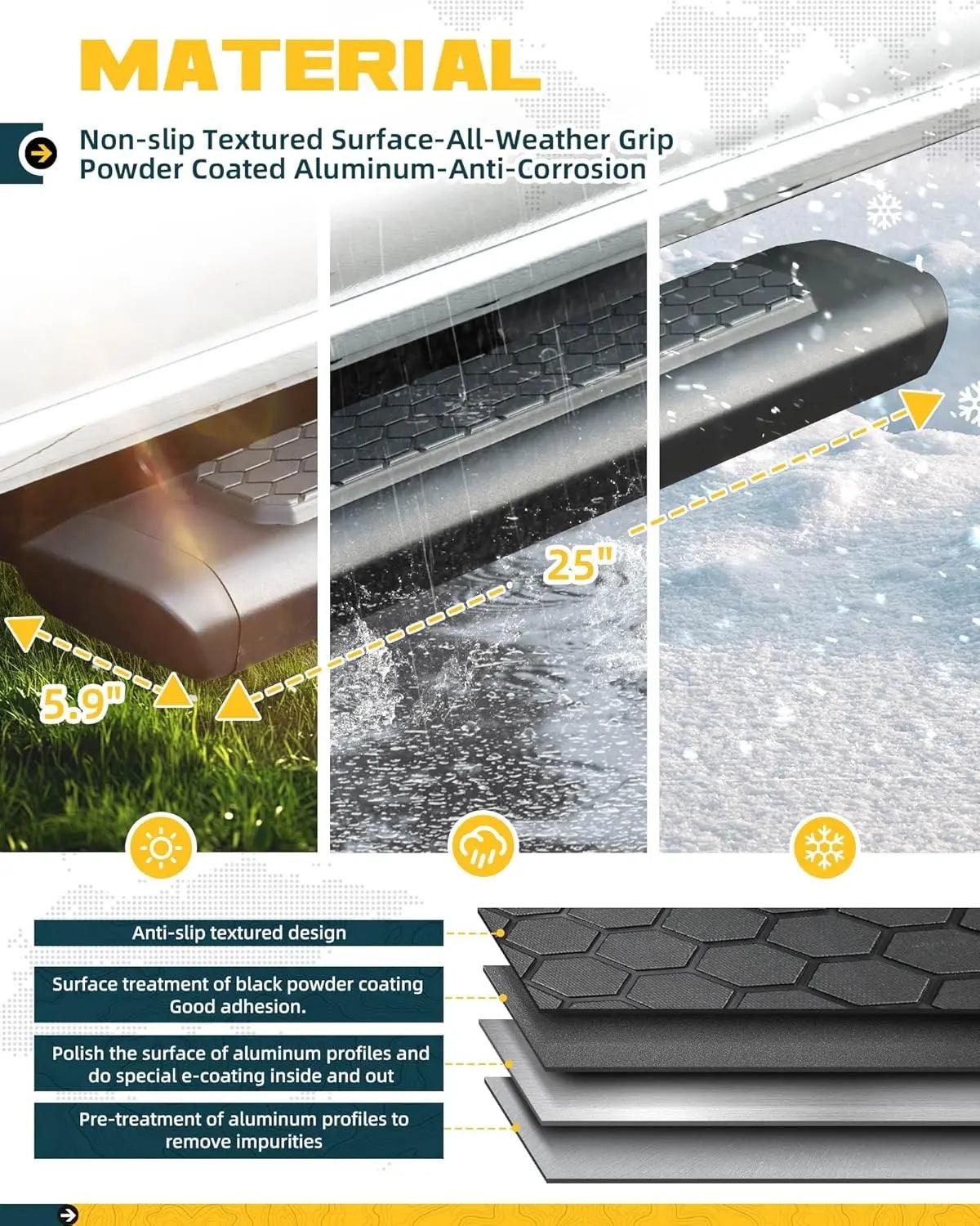 2PCS Upgrade EZ Side Steps for Toyota Tacoma 2024 2025+ Double Cab/Xtra Cab-6