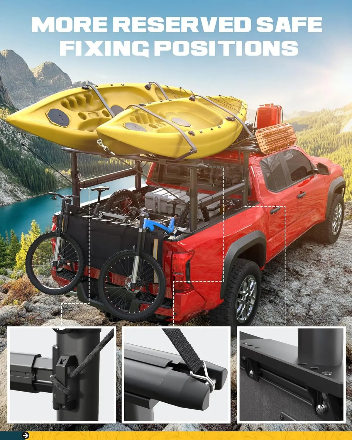 Adjustable Truck Bed Rack with Side Bars for Toyota Tacoma & Jeep Gladiator | Overland Cargo & Gear Mount-9