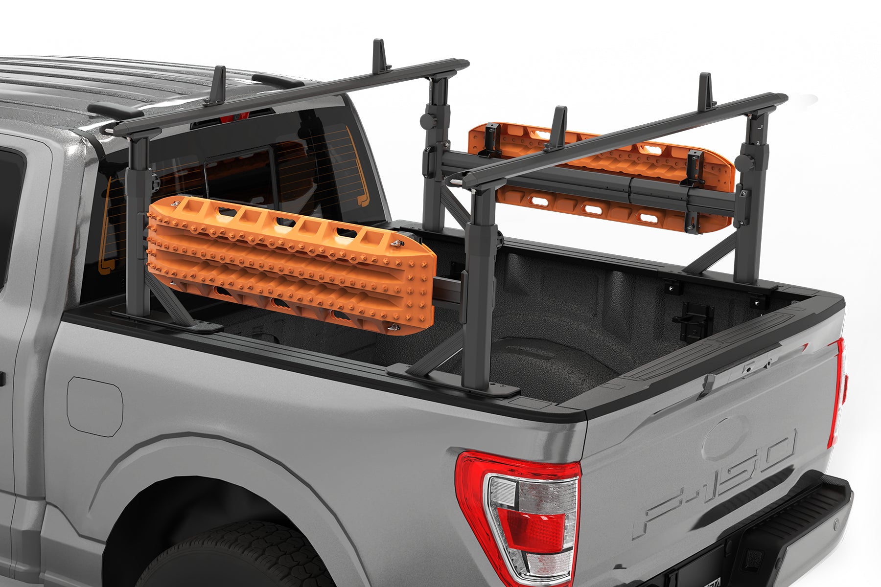 Adjustable Aluminum Truck Ladder Rack with Side Bar Fit for F150 Silverado Ram Sierra-11