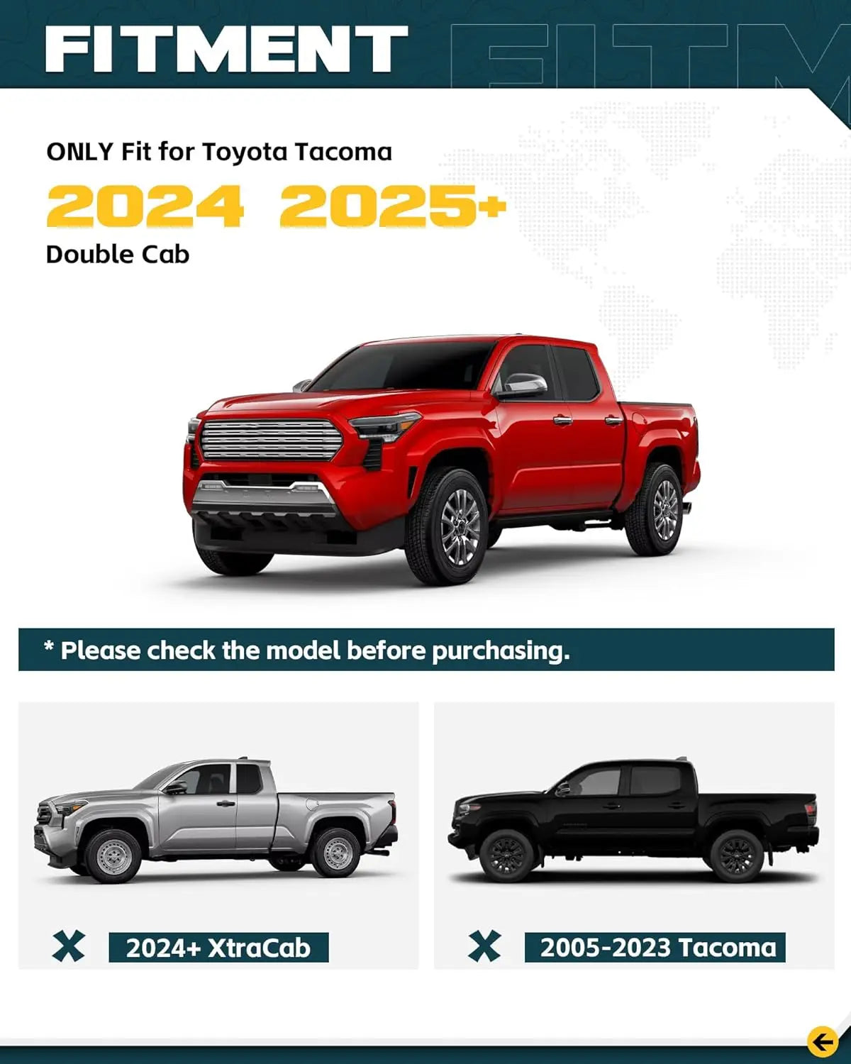 5" Running Boards Fit for 2024 2025 2026 Toyota Tacoma Double Cab Crew Cab with 4 Full-Size Doors Tacoma Side Step Step Bar-2