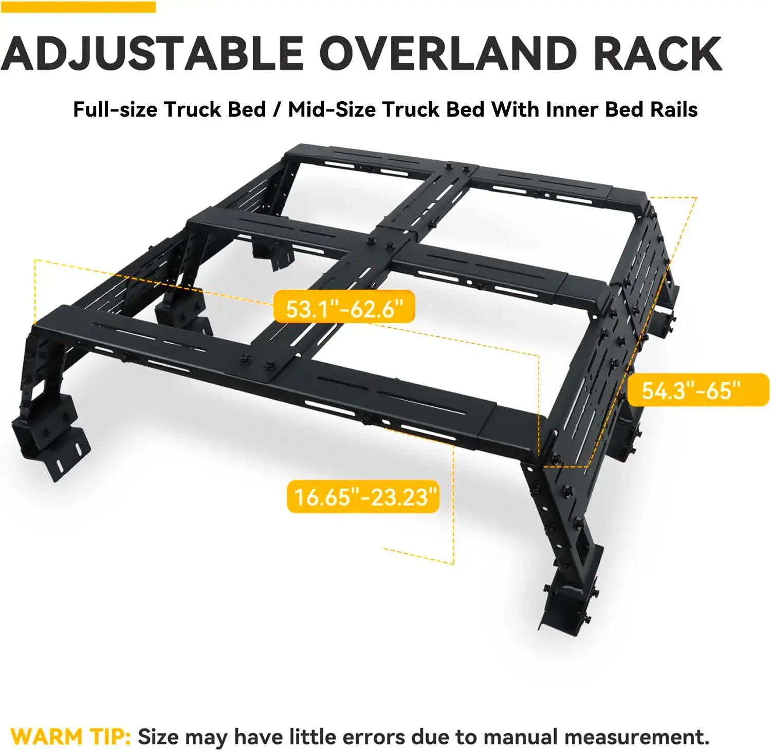 Adjustable Overland Truck Bed Rack for Full-Size Pickup-8