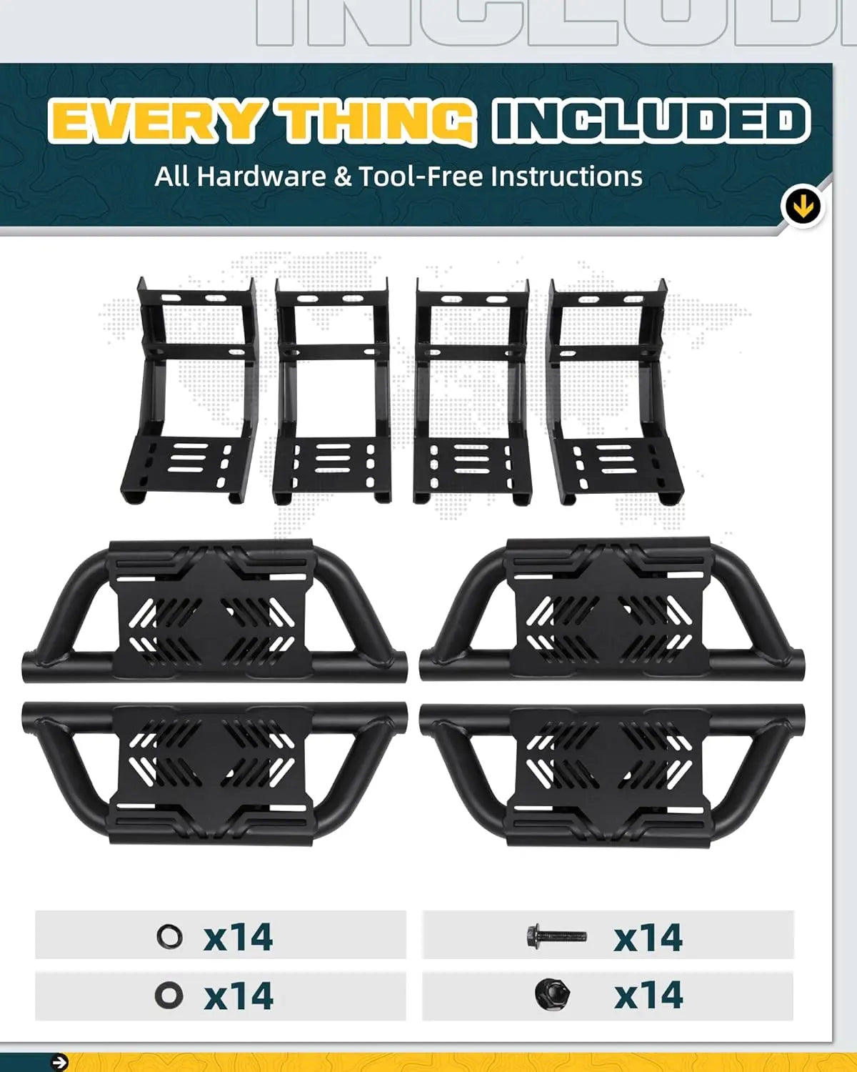 4PCS EZ Side Steps for Dodge RAM 1500 Crew Cab 2019-2026-7