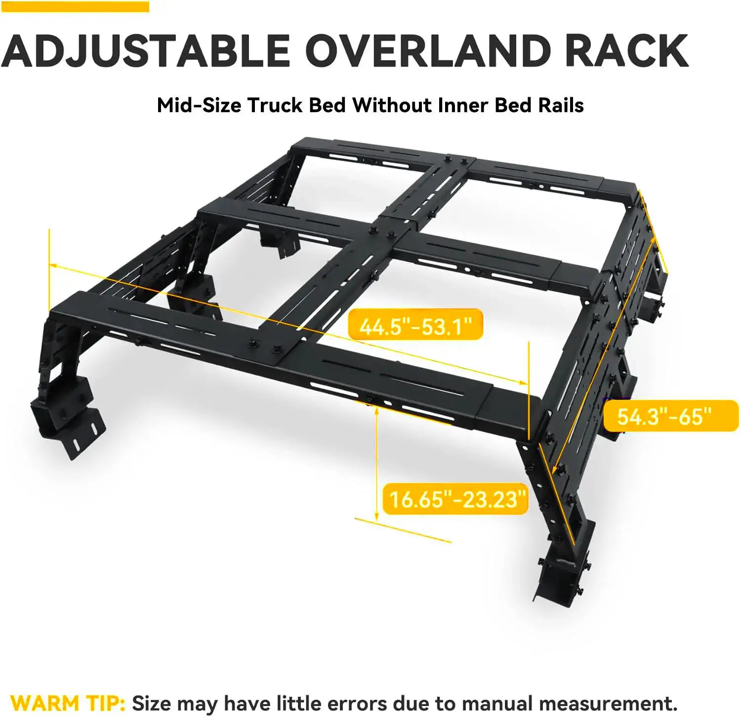 Adjustable Overland Truck Bed Rack for Full-Size Pickup-9