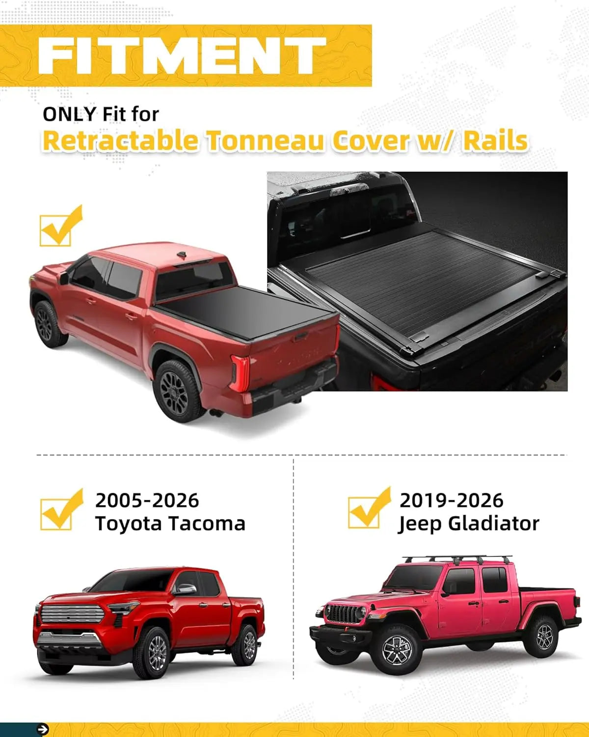 Truck Bed Rack Fit for Tacoma Gladiator Mid Size Pickups with Tonneau Cover w/T-Slot Rails-3