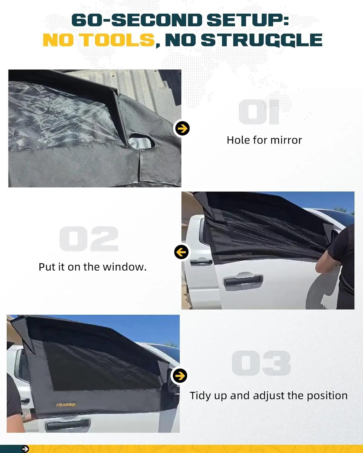 4-in-1 Sunshade Window Covers for Toyota Tacoma 2024 2025 - TRUMGETA