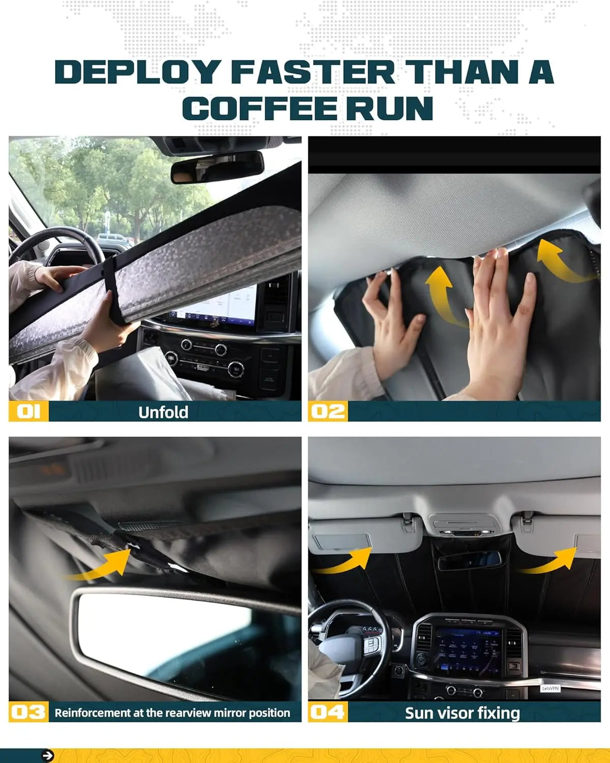 Windshield Sun Shade Fit for Toyota Tacoma 2024 2025 2026 Front Window Sunscreen Sunshade 4th Gen Tacoma Accessories-7