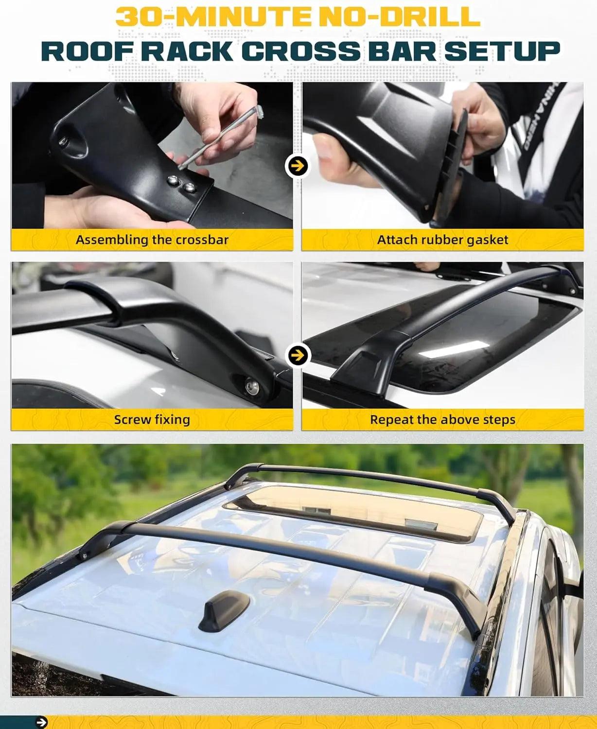 260 lbs Roof Rack Cross Bars Kit for 2024 2025 Toyota Tacoma Double Cab-7