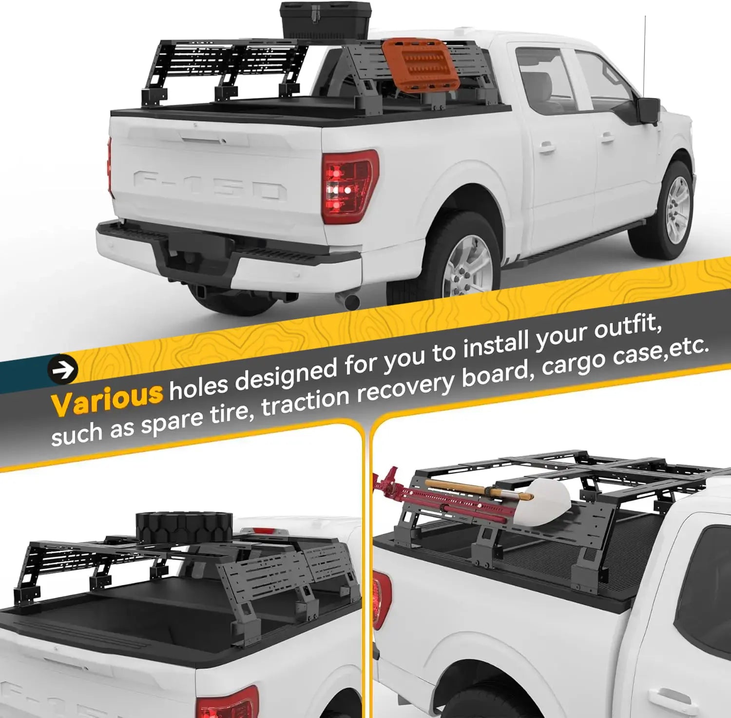 Adjustable Overland Truck Bed Rack for Full-Size Pickup-7