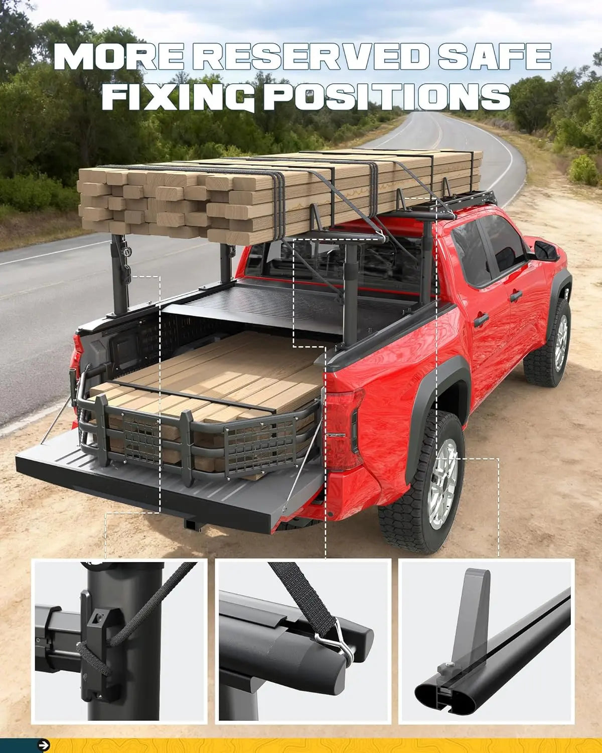 Truck Bed Rack Fit for Tacoma Gladiator Mid Size Pickups with Tonneau Cover w/T-Slot Rails-7