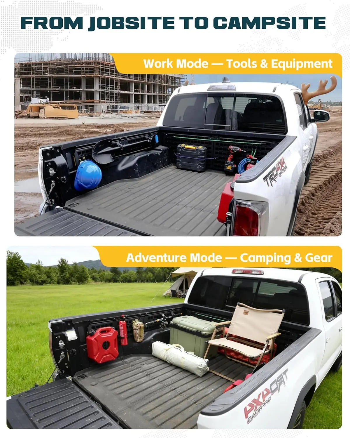 Side Bed MOLLE Panel Fit for 5.5 Feet Toyota Tacoma 2016-2023 Truck Storage Organizer System-5
